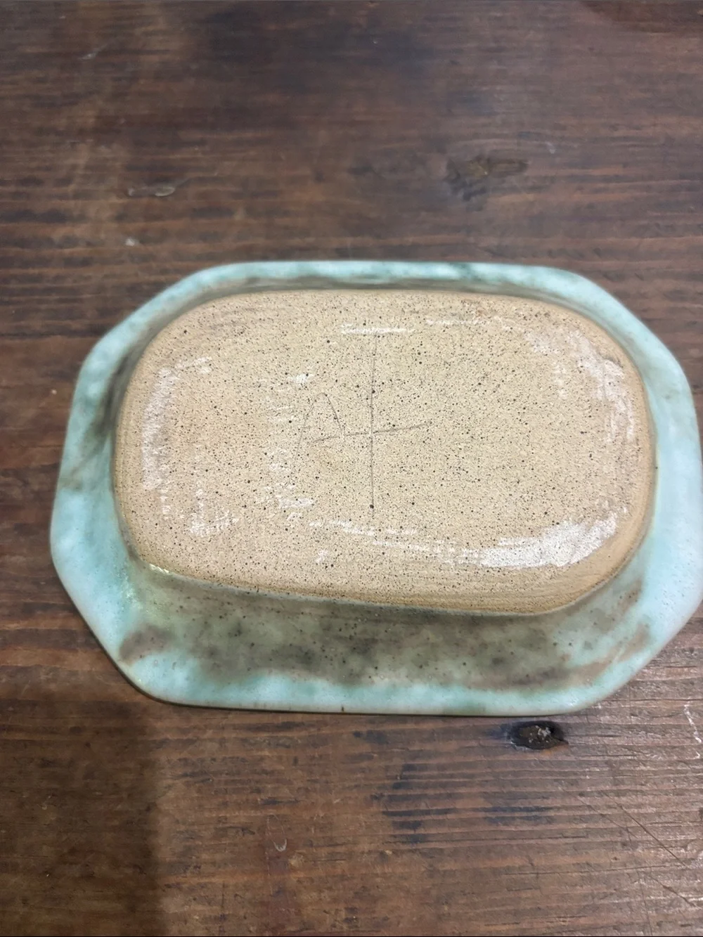 Peter’s Pottery Speckled Ceramic Rectangular Soap Dish in Sage Green